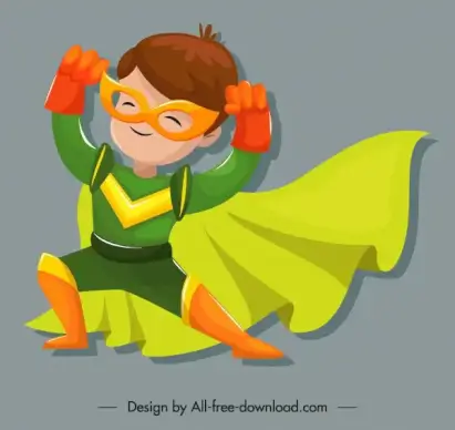 kid hero icon cute cartoon character