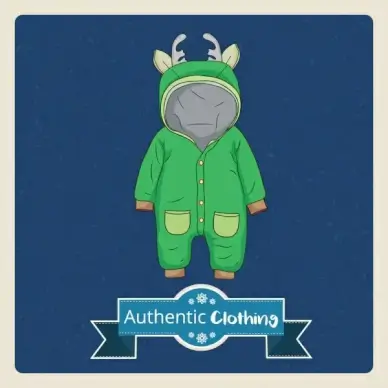 kids clothes advertisement ribbon decoration green clothing icon
