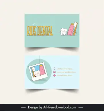 kids dental business card template cute stylized handdrawn 