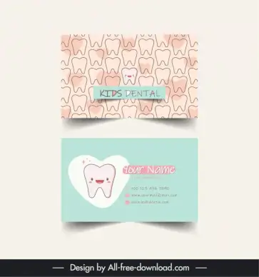 kids dental business card template cute stylized tooth handdrawn