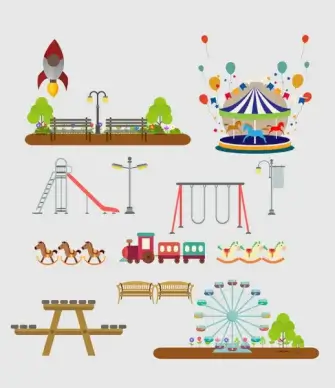 kids playground areas vector illustration