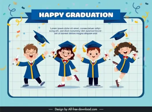 kindergarten graduation party banner template dynamic children cartoon