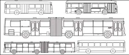 Kinds of line drawing car bus vector