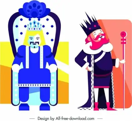 king card templates old man icon colorful design