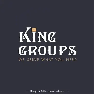 king groups logo slogan template contrast texts crown decor