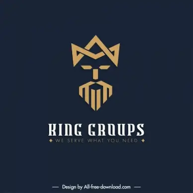 king groups logo template flat geometric symmetry design