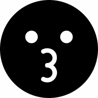 kiss face emoticon flat black white contrast circle design