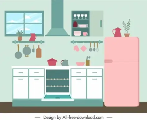 kitchen decor template elegant contemporary flat sketch