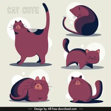 kitties icons dark pink decor classical design