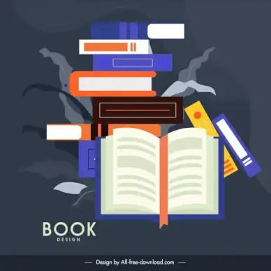 knowledge background books stack sketch colorful flat classic
