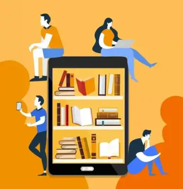 knowledge background people smartphone bookshelf icons decor