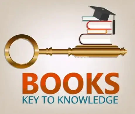 knowledge banner golden key books icons