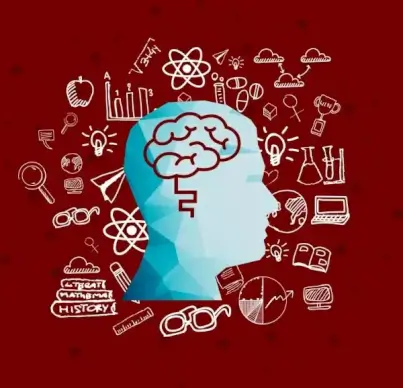 knowledge concept background head brain icons handdrawn sketch