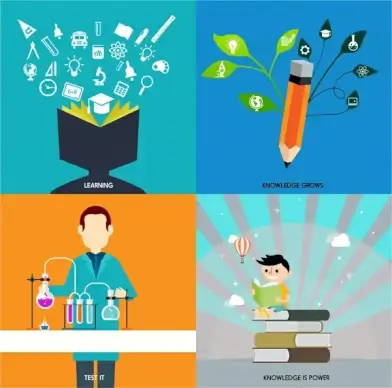 knowledge strength vector illustration in colored flat design