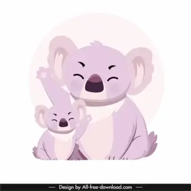 koala family icon lovely cartoon sketch