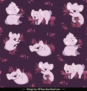 koala species pattern gestures sketch cute cartoon characters