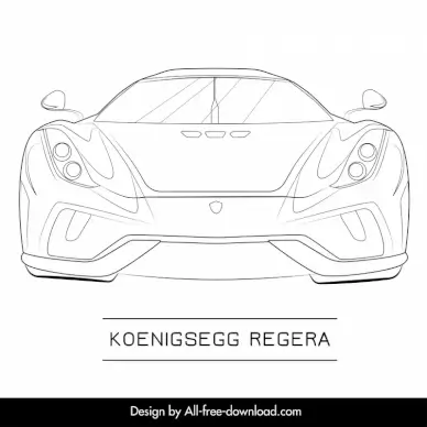 koenigsegg regera car model advertising template flat black white symmetric front view outline