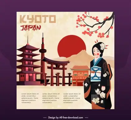 kyoto japan advertising banner classical country elements decor