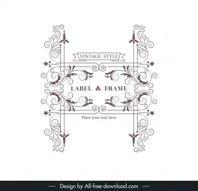label frame design elements retro elegant symmetric lines curves