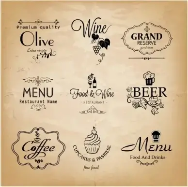 Label set for restaurant menu design