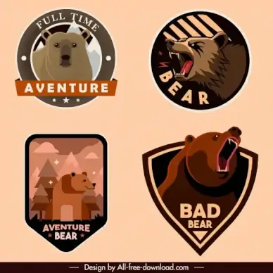 label template wild bear sketch classic design