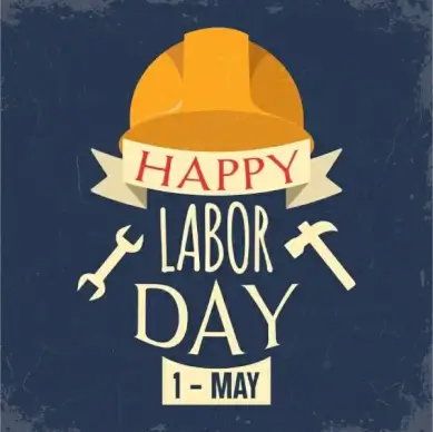 labor day banner hat tool icons texts decor