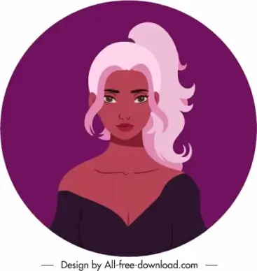 lady portrait avatar template elegant sketch cartoon character