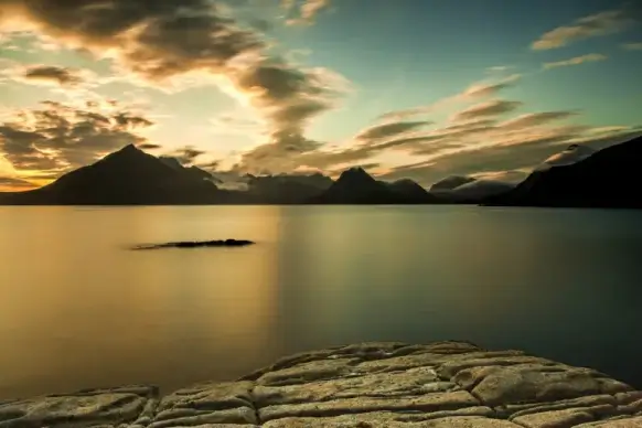 lake scene picture dark sunset