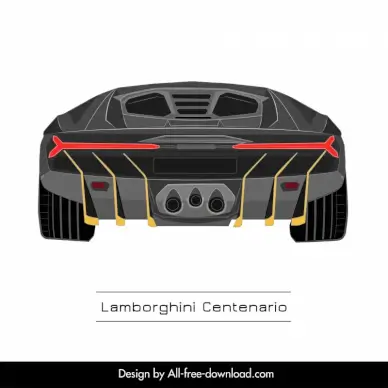 lamborghini centenario car model advertising template modern symmetric rear view sketch