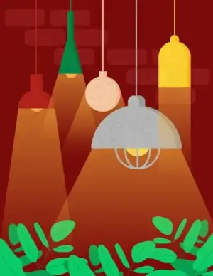 lamps background multicolored flat classical decor