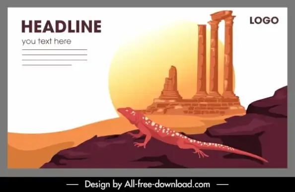 landmark banner template colored retro design