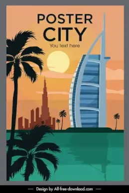 landmark poster template modern architecture sketch