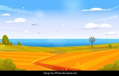 landscape background template classical countryside scene
