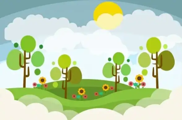 landscape design colored cartoon style