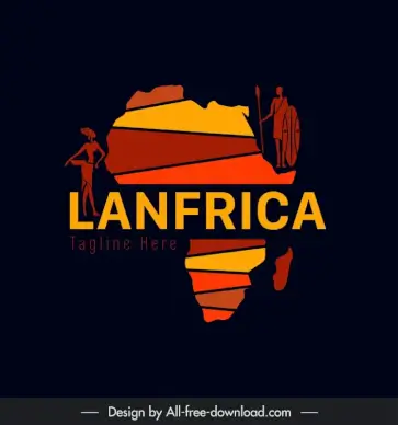 lanfricaicon sign template dark classic silhouette african map ethnic connection 
