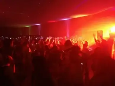 large crowd dancing in club