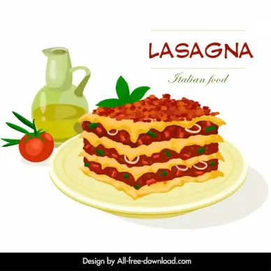 lasagna italian food advertising banner elegant food olive oil tomato design 