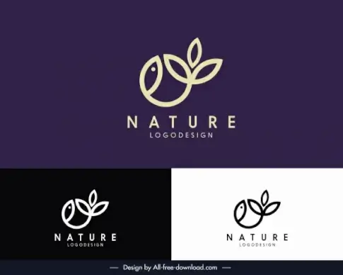 lature logo template leaves decor flat simple sketch