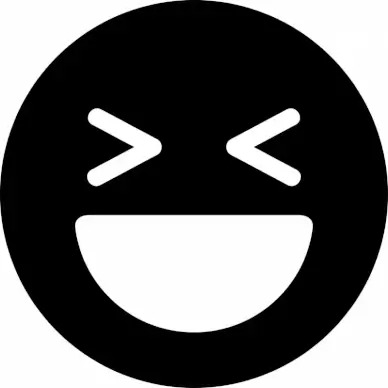 laugh squint emoticon flat black white symmetric circle face outline