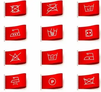 Laundry symbols on clothing labels