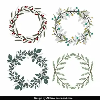 laurel wreath icons classic floral leaves decor