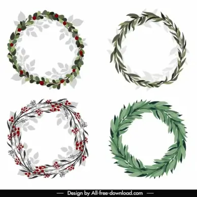 laurel wreath icons colored classical design