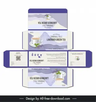 lavender herbal tea box packaging template elegant leaf tea cup decor