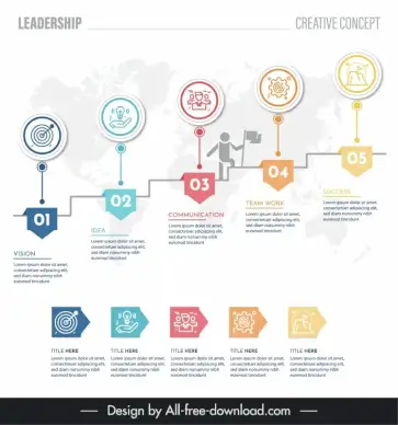 leadership infographic template flat chart world map silhouette