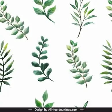leaf pattern bright green classic flat handdrawn design