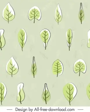 leaf pattern colored retro flat handdrawn design