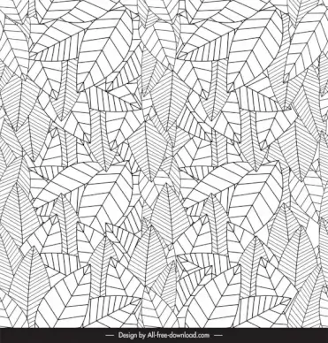 leaf pattern template black white luxuriant sketch