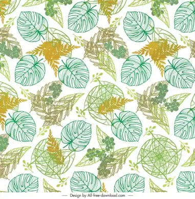 leaf pattern template messy flat classical handdrawn 