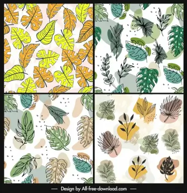 leaf pattern templates classical handdrawn shapes