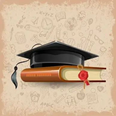 learning design elements hat book icons shiny 3d